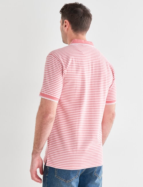 Chisel Mini Stripe Short Sleeve Polo Shirt, Salmon product photo View 02 L