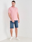 Chisel Mini Stripe Short Sleeve Polo Shirt, Salmon product photo View 03 S