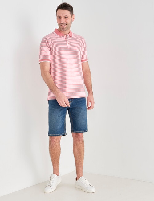 Chisel Mini Stripe Short Sleeve Polo Shirt, Salmon product photo View 03 L