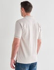 Chisel Mini Stripe Short Sleeve Polo Shirt, Tan product photo View 02 S