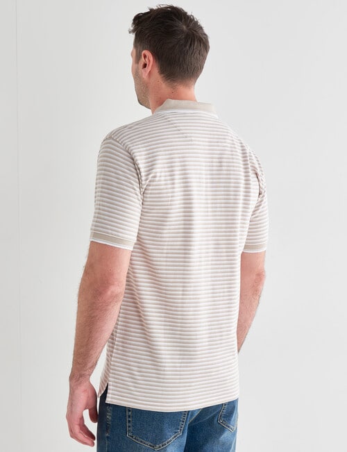 Chisel Mini Stripe Short Sleeve Polo Shirt, Tan product photo View 02 L