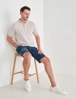 Chisel Mini Stripe Short Sleeve Polo Shirt, Tan product photo View 03 S