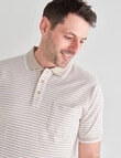 Chisel Mini Stripe Short Sleeve Polo Shirt, Tan product photo View 04 S