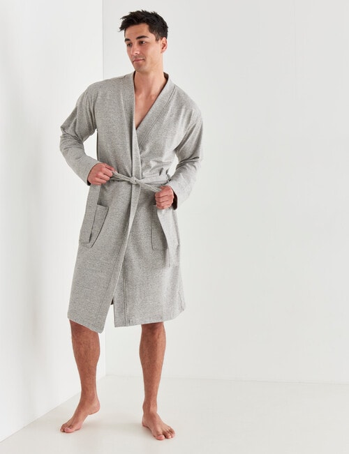 Mazzoni Cotton Rich Knit Robe, Grey Marle product photo View 03 L