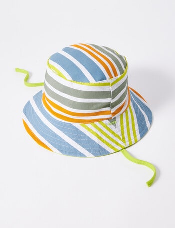 Teeny Weeny Reversible Stripe Bucket Hat, Green product photo