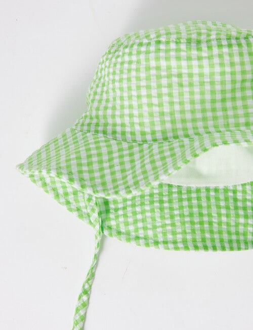 Teeny Weeny Seer Sucker Check Bucket Hat, Green product photo View 04 L