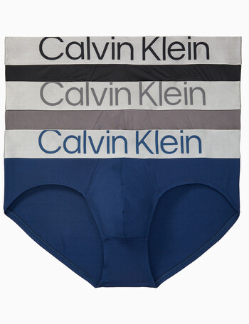 Calvin Klein Reconsidered Steel Hip Brief, 3-Pack, Black, Blue & Grey product photo