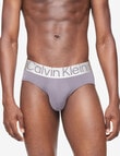 Calvin Klein Reconsidered Steel Hip Brief, 3-Pack, Black, Blue & Grey product photo View 02 S