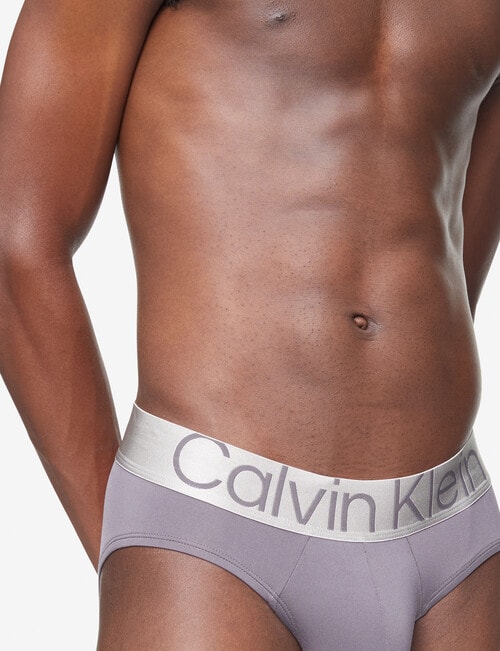 Calvin Klein Reconsidered Steel Hip Brief, 3-Pack, Black, Blue & Grey product photo View 04 L