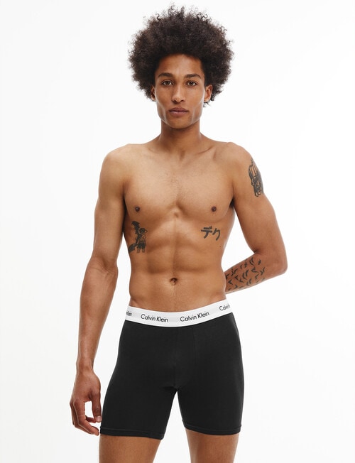 Calvin Klein Cotton Stretch Boxer Brief, 3-Pack, Black, White & Grey product photo View 02 L