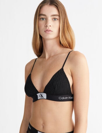Calvin Klein 1996 Animal Lace Unlined Triangle Bra, Black product photo