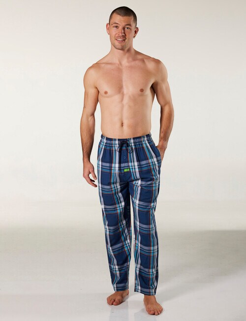 Mitch Dowd Knit Pant, Denim Check, Navy - Sleepwear