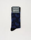 Mazzoni Paisley Soft-Touch Dress Sock, Navy product photo View 02 S