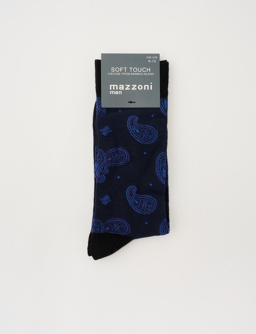 Mazzoni Paisley Soft-Touch Dress Sock, Navy product photo View 02 L