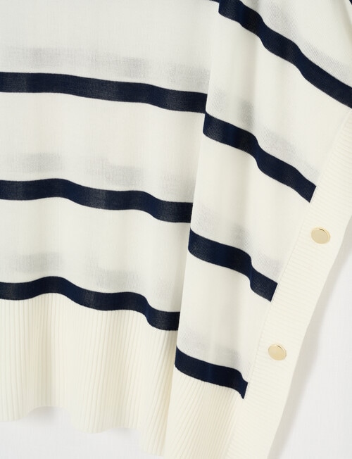 Boston + Bailey Striped Summer Poncho, White & Navy product photo View 02 L
