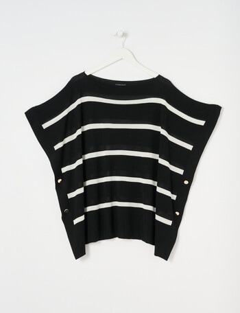 Boston + Bailey Striped Summer Poncho, Black & White product photo