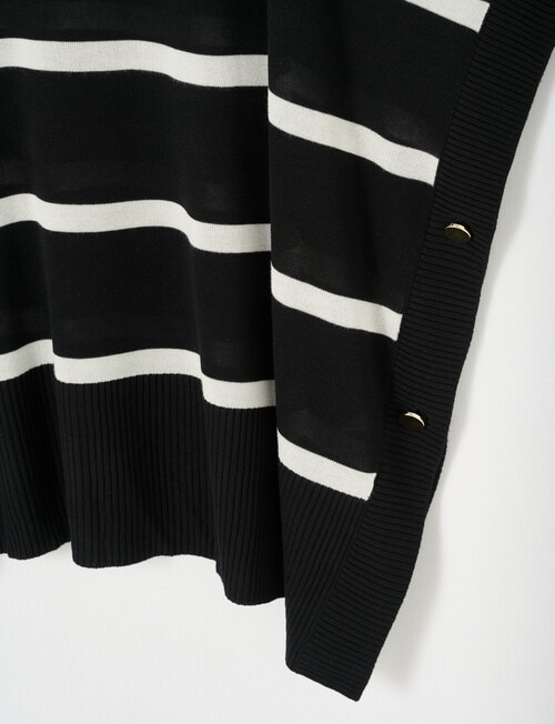 Boston + Bailey Striped Summer Poncho, Black & White product photo View 02 L