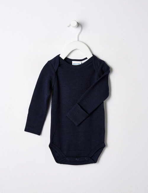 Milly & Milo Merino Blend Long Sleeve Bodysuit, Navy product photo