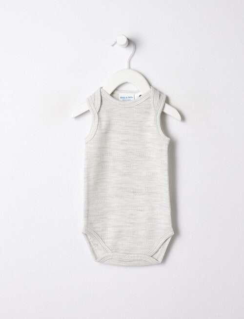 Milly & Milo Merino Blend Sleeveless Bodysuit, Grey Marle product photo