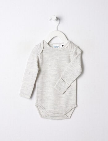 Milly & Milo Merino Blend Long Sleeve Bodysuit, Grey Marle product photo
