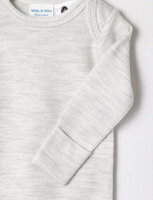 Milly & Milo Merino Blend Long Sleeve Bodysuit, Grey Marle product photo View 02 L