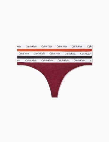 Calvin Klein Carousel Thong, 3-Pack, Gingerbread, Black & Tawny Port, XS-L product photo
