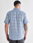 Kauri Trail Linen Blend Check Short Sleeve Shirt, Blue & Khaki product photo View 02 S