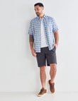 Kauri Trail Linen Blend Check Short Sleeve Shirt, Blue & Khaki product photo View 03 S