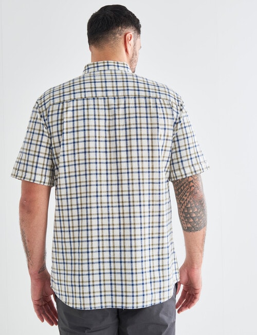 Kauri Trail Linen Check Short Sleeve Shirt, Natural product photo View 02 L