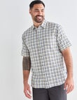 Kauri Trail Linen Check Short Sleeve Shirt, Natural product photo View 05 S
