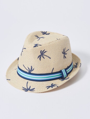 Teeny Weeny Palm Tree Paper Trilby Hat, Natural product photo