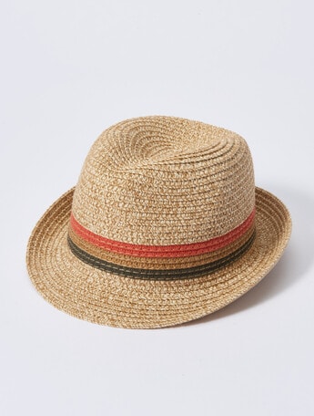 Teeny Weeny Stripe Band Paper Trilby Hat, Natural product photo