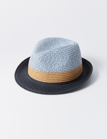 Teeny Weeny Tan Trim Paper Hat, Blue product photo