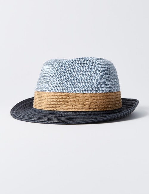 Teeny Weeny Tan Trim Paper Hat, Blue product photo View 02 L