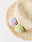 Teeny Weeny Pompom Trim Paper Sunhat, Natural product photo View 02 S