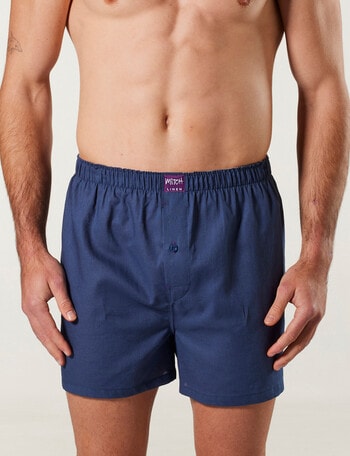 Mitch Dowd Woven Linen Boxer Short, Navy product photo