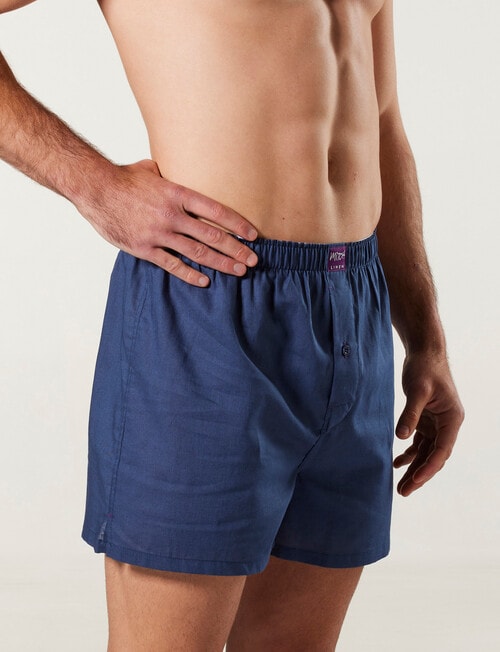 Mitch Dowd Woven Linen Boxer Short, Navy product photo View 03 L