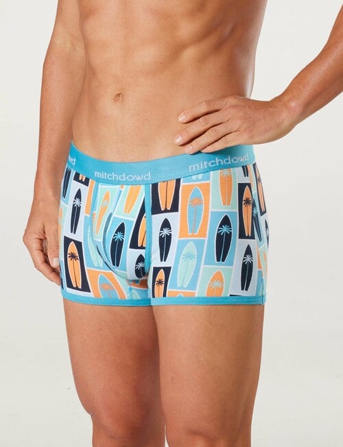 Mitch Dowd Palm Surfboard Cotton Trunk, 3-Pack, Blue & Orange product photo View 04 L