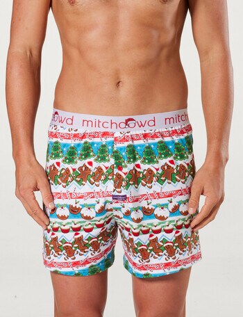Mitch Dowd Christmas Bake Off Knit Boxer Shorts, White product photo