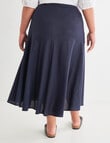 Studio Curve Linen Blend Wrap Midi Skirt, Navy product photo View 02 S