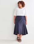 Studio Curve Linen Blend Wrap Midi Skirt, Navy product photo View 03 S