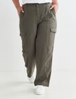 Studio Curve Linen Blend Utility Pants, Khaki product photo