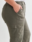 Studio Curve Linen Blend Utility Pants, Khaki product photo View 04 S
