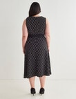 Studio Curve Collection Fit & Flare Belted Dress, Black & White product photo View 02 S