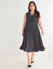 Studio Curve Collection Fit & Flare Belted Dress, Black & White product photo View 03 S