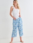 Whistle Sleep Floral Crop Pant, Blue product photo View 03 S
