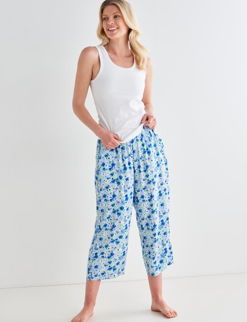 Whistle Sleep Floral Crop Pant, Blue product photo View 03 L