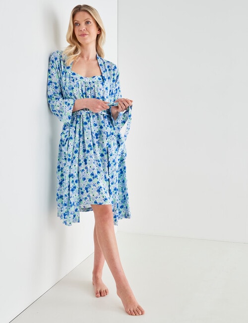 Whistle Sleep Floral Robe, Blue product photo View 03 L