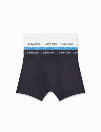 Calvin Klein Engineered Cotton Trunk, 3-Pack, Blue Logo, Black & Light Grey product photo