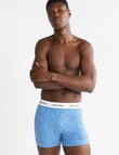 Calvin Klein Engineered Cotton Trunk, 3-Pack, Blue Logo, Black & Light Grey product photo View 02 S